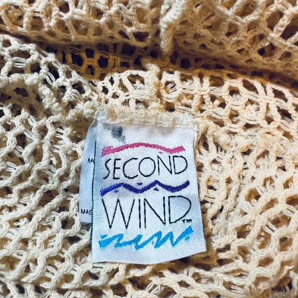 SECOND WIND Hoodie Top Pale Orange Size XL 16 - 18 Open Crochet Vintage - Picture 3 of 4